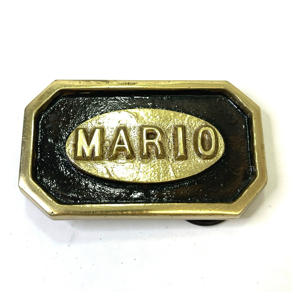 Personalized "MARIO" Heavy Brass‎ Belt Buckle 3.25"x2"